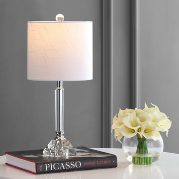 Dana 19.5" Crystal Column/Metal LED Table Lamp - JONATHAN Y
